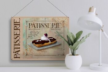 Plaque en tôle indiquant Gâteau éclair de Pâtisserie Paris 40x30cm 3