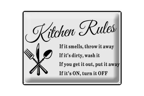 Blechschild Spruch 40x30cm Kitchen Rules Küche Regeln