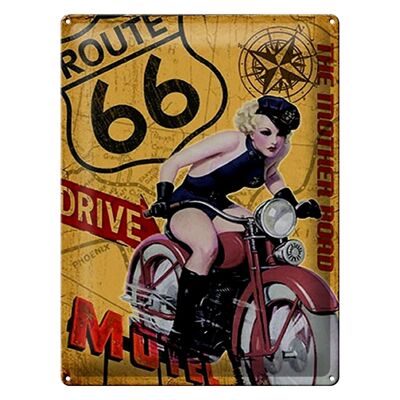 Cartel de chapa Pin Up 30x40cm Ruta 66 la carretera madre Motel