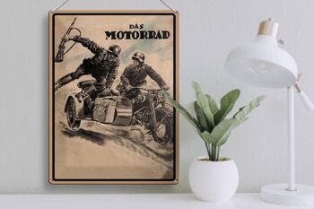 Plaque en tôle rétro 30x40cm les soldats moto 3