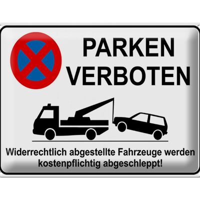Metal sign parking 40x30cm parking prohibited illegal