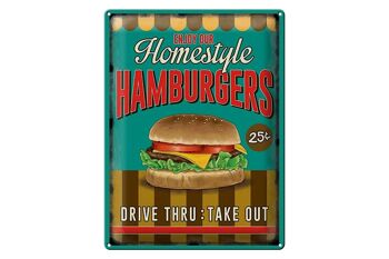 Plaque en étain alimentaire 30x40cm, hamburgers, profitez de notre style maison 1