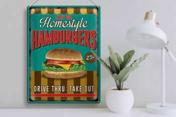 Plaque en étain alimentaire 30x40cm, hamburgers, profitez de notre style maison 3