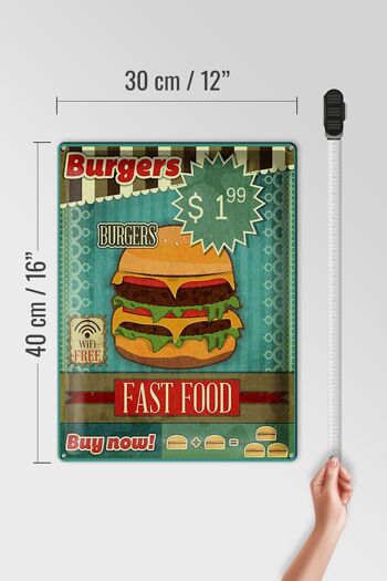 Plaque en tôle alimentaire 30x40cm fast food Burgers acheter maintenant wifi 4