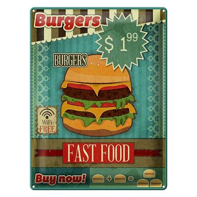 Cartel de chapa comida 30x40cm comida rápida Hamburguesas comprar ahora wifi