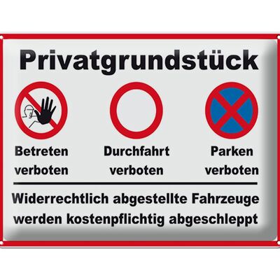 Blechschild Parken 40x30cm Privatgrundstück betreten Verbot