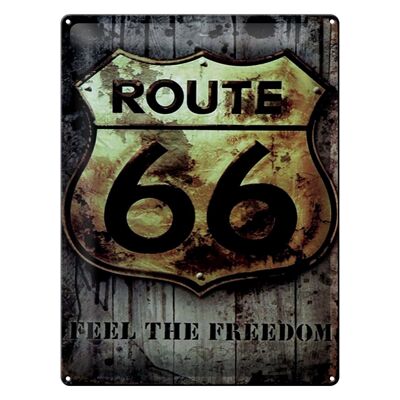 Targa in metallo retrò 30x40 cm Route 66 Feel The Freedom