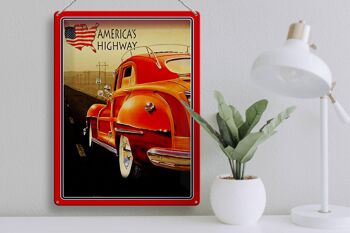 Plaque en tôle voiture 30x40cm voiture vintage America's Highway USA 3