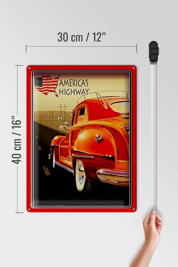 Plaque en tôle voiture 30x40cm voiture vintage America's Highway USA 4