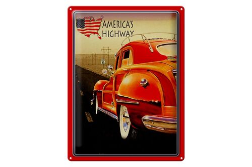 Blechschild Auto 30x40cm Oldtimer america´s highway USA