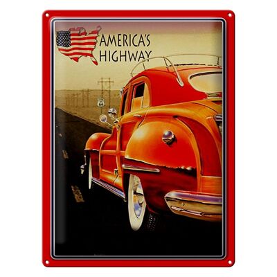 Metal sign car 30x40cm vintage car america´s highway USA