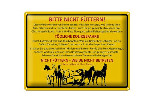 Blechschild Tiere 40x30cm bitte nicht füttern Pferde Weide