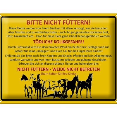 Metal sign animals 40x30cm please do not feed horses pasture