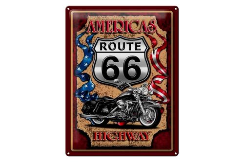 Blechschild Motorrad 30x40cm Americas Route 66 highway