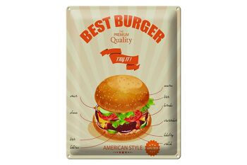 Plaque en tôle alimentaire 30x40cm Best Burger style américain 1