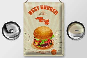 Plaque en tôle alimentaire 30x40cm Best Burger style américain 2
