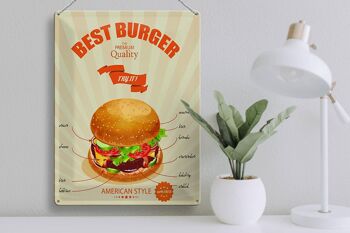 Plaque en tôle alimentaire 30x40cm Best Burger style américain 3