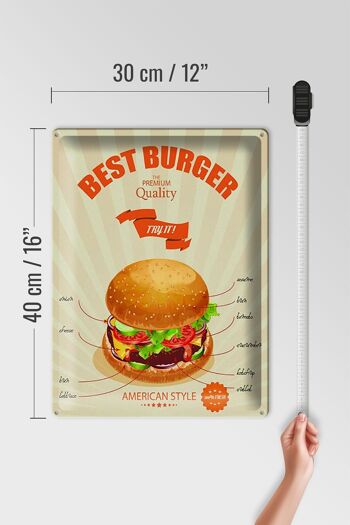 Plaque en tôle alimentaire 30x40cm Best Burger style américain 4