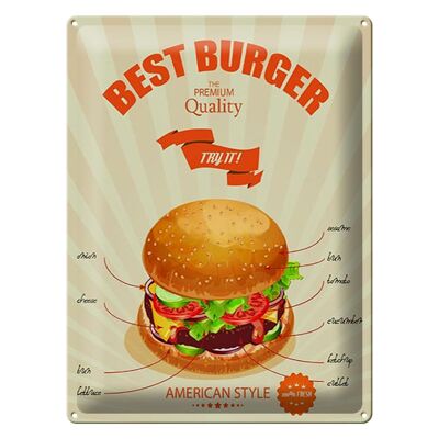 Targa in metallo cibo 30x40 cm Best Burger stile americano