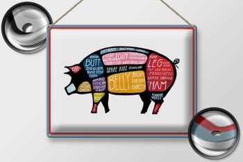 Plaque en tôle boucher 40x30cm cochon coupe viande de porc 2