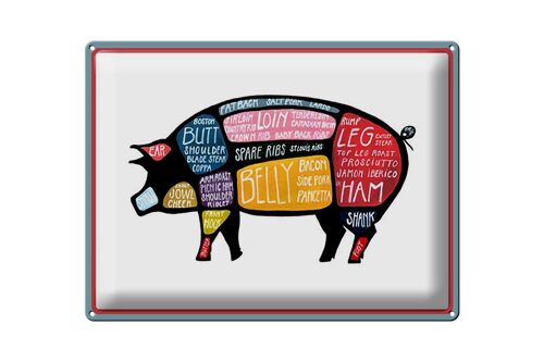 Blechschild Metzger 40x30cm Schwein cuts Pork Fleisch