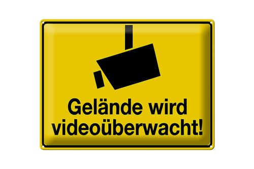 Blechschild Spruch 40x30cm Gelände wird videoüberwacht