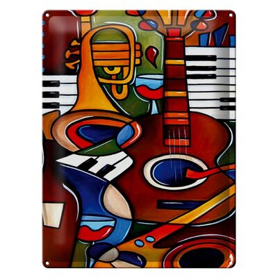 Blechschild Kunst 30x40cm Musik Instrumente Gitarre Piano