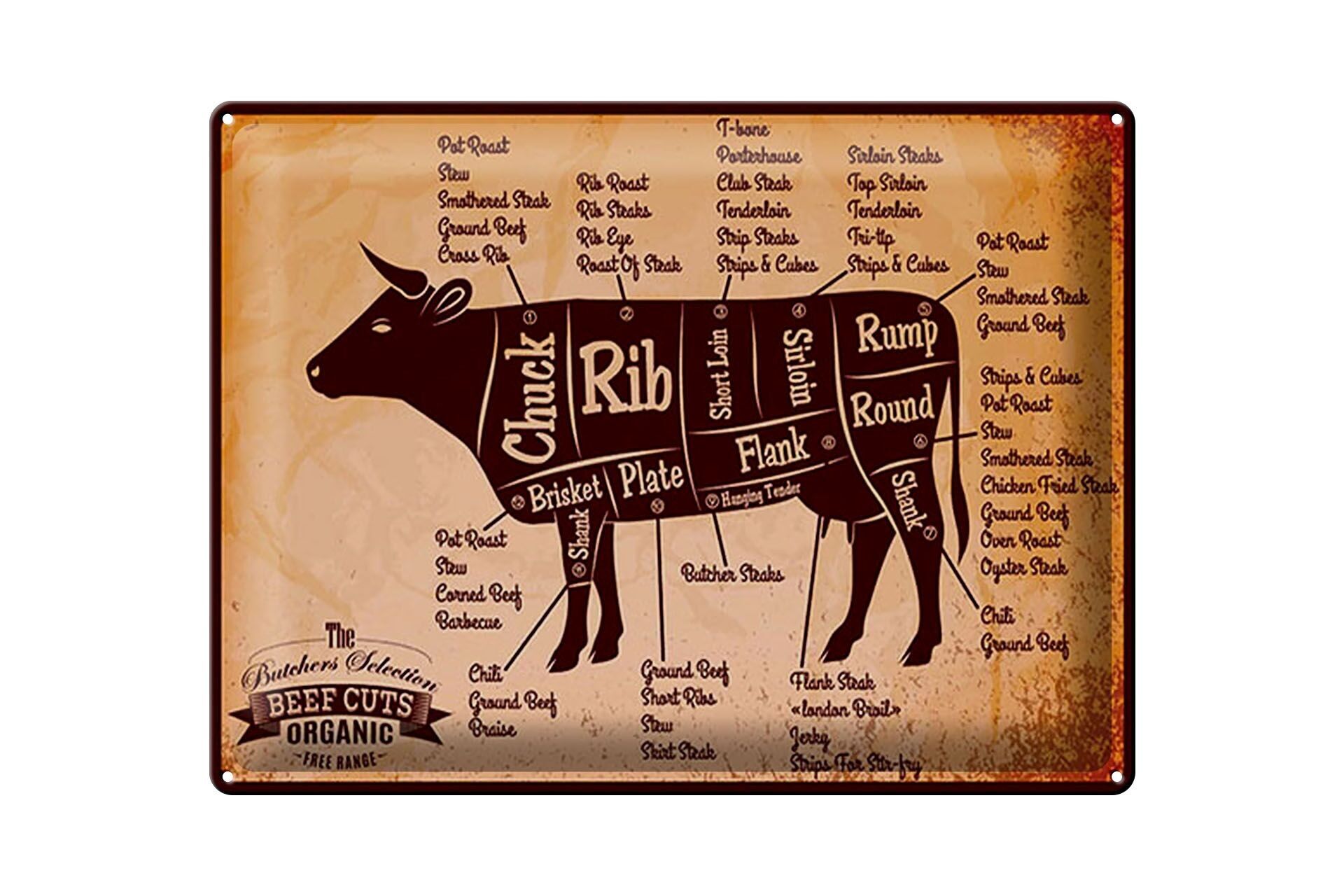 Targa in metallo macelleria 40x30 cm Macelleria tagli biologici macelleria