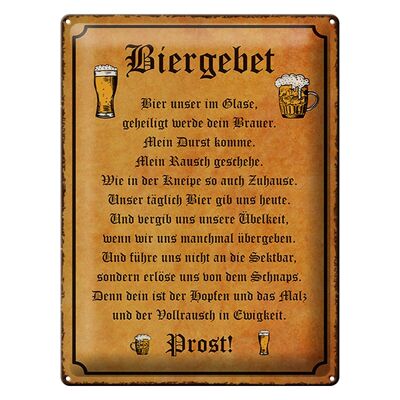 Blechschild Bier 30x40cm Biergebet unser im Glase Prost