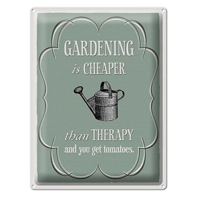 Cartel de chapa Jardín 30x40cm La jardinería es la terapia más barata