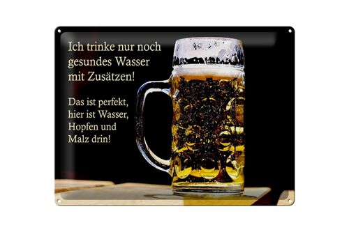 Blechschild Spruch 40x30cm trinke nur gesundes Wasser Bier