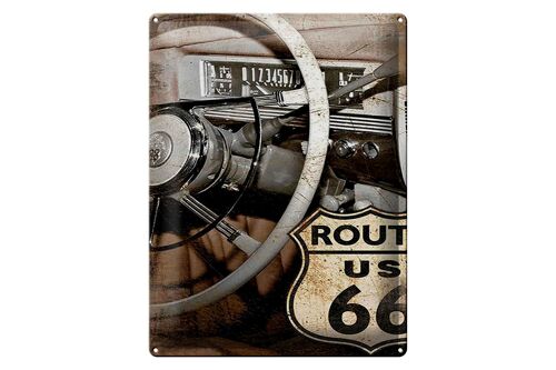 Blechschild Retro 30x40cm Auto Lenkrad Route US 66