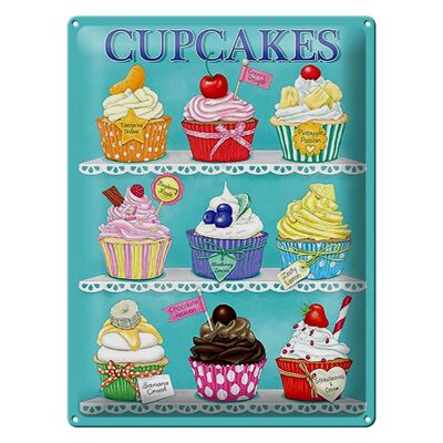 Targa in metallo Cupcakes 30x40 cm Ciliegia Cioccolato crema di banane