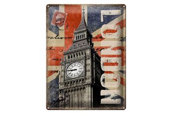 Plaque en tôle Londres 30x40cm Big Ben, célèbre tour de l'horloge 1