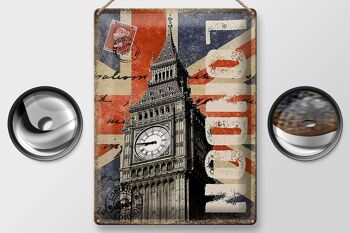 Plaque en tôle Londres 30x40cm Big Ben, célèbre tour de l'horloge 2
