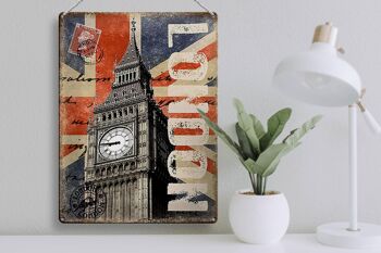 Plaque en tôle Londres 30x40cm Big Ben, célèbre tour de l'horloge 3