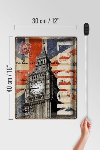 Plaque en tôle Londres 30x40cm Big Ben, célèbre tour de l'horloge 4