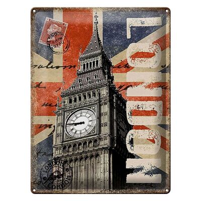 Cartel de chapa Londres 30x40cm Big Ben famosa torre del reloj