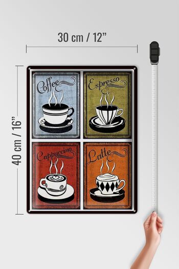 Plaque en tôle café 30x40cm Café Espresso Cappuccino Latte 4
