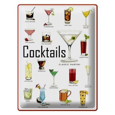 Plaque en tôle 30x40cm Cocktails cuba libre Martini