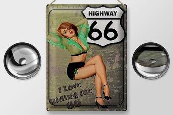 Plaque en tôle Pin Up 30x40cm Highway 66, j'adore rouler sur le 66 2