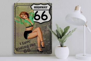 Plaque en tôle Pin Up 30x40cm Highway 66, j'adore rouler sur le 66 3