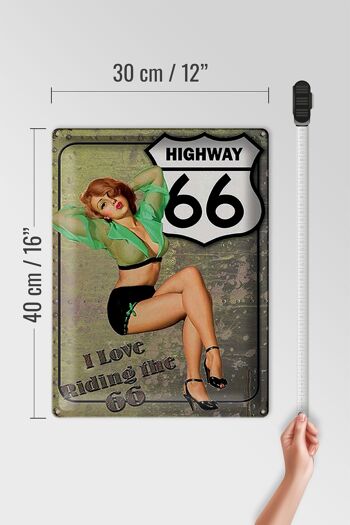 Plaque en tôle Pin Up 30x40cm Highway 66, j'adore rouler sur le 66 4