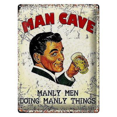 Signe en étain rétro 30x40cm, grotte pour homme, hommes virils, choses viriles