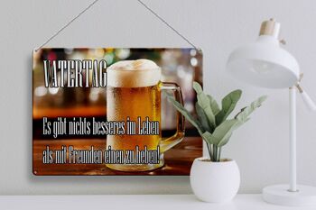 Plaque en tôle disant 30x40cm Fête des Pères rien de mieux que de la bière 3