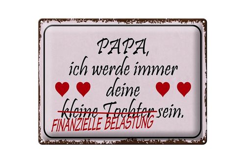 Blechschild Spruch 40x30cm Papa deine Tochter Herzen