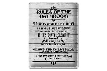 Plaque en tôle disant 30x40cm règles de la salle de bain se laver les mains 1