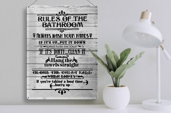 Plaque en tôle disant 30x40cm règles de la salle de bain se laver les mains 3