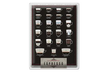 Plaque en tôle café 30x40cm variétés Espresso Mocha Americano 1