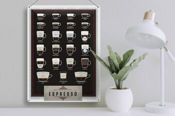 Plaque en tôle café 30x40cm variétés Espresso Mocha Americano 3